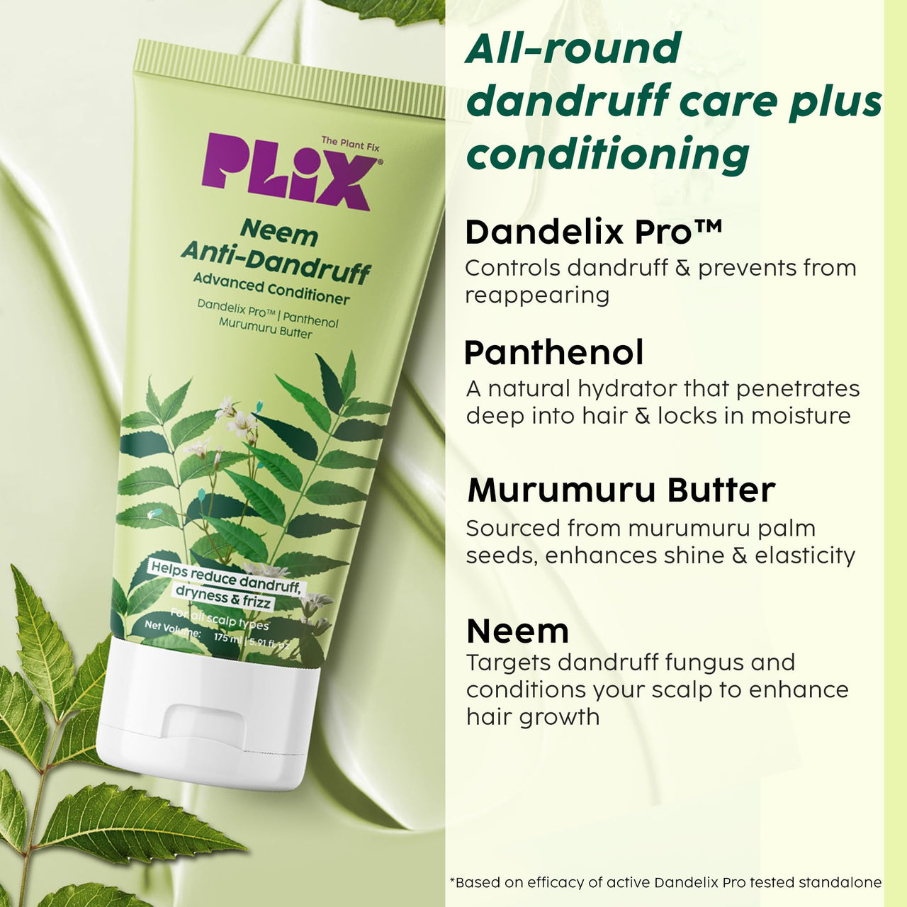 PLIX - THE PLANT FIX Neem Anti-Dandruff Advanced Kit | Shampoo (200ml), Conditioner (175ml) | Reduces Dandruff & Scalp Itching | Piractone Olamine & 3% Dandelix Pro™