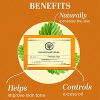 Khadi Natural Herbal Orange Handmade Soap, 125 g |Herbal Bathing Soap for Glowing Skin | Natural Soap with Essential Oils | Gently exfoliates skin | Suitable for All Skin Types| (Orange, Pack 7)