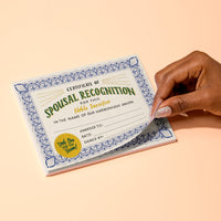 Em & Friends Spouse Recognition Wife/Husband Award Paper Certificate Note Pad & Funny Trophy Pad, 5.15 x 7-inches 5.15
