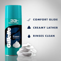 Gillette Classic Sensitive Shave Foam For Men - 418 G (33% Extra) & Fusion Manual Razor, 1 Pc, 2 Count