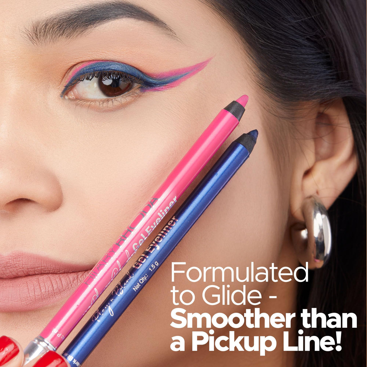 Hilary Rhoda Play n Blend Gel Eyeliner | One Stroke Application | Highly Pigmented | Matte & Shimmer Finish | 2 in 1 Smudger + Eyeliner | Butter Smooth Texture | 1.5g - (Black | Shade 03)