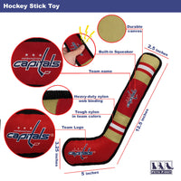 Pets First Dog Toy Tough Nylon with Inner Squeaker Licensed by NHL Washington Capitals Hockey Stick Toy for Dogs & Cats Play Hockey with Your Pet , 16 inch (Pack of 1) (CAP-3232) 16 inches long