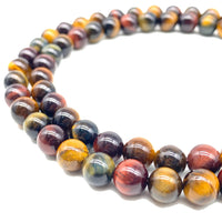 ABCGEMS African Tri-Color Tigers Eye Beads (Gorgeous Matrix- Mohs Hardness 7) Healing Chakra Energy Crystal Stone Ideal for Bracelet Necklace Ring DIY Jewelry Making Craft Men Women Smooth Round 8mm Tri Color Tigers Eye (From Africa)