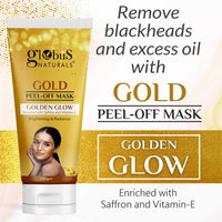 Globus Naturals Gold Peel Off Mask Enriched with Vitamin-E, For Golden Glow & Radiance, For Both Men & Women, Suitable For All Skin Types, 100g, Pack Of 2