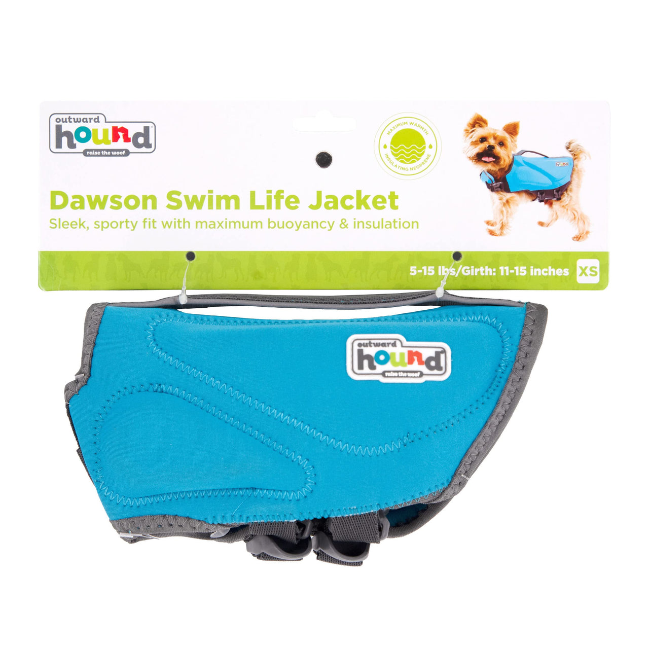 Outward Hound Dawson Swim Blue Dog Life Jacket, XS Dawson (Warmth) X-Small (Chest Girth: 11"-15")
