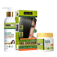 INDUS VALLEY Hair Color Trial Pack | Black With Colour Protection Shampoo (200 ml) + Hair Ultima Spa (175 ml)