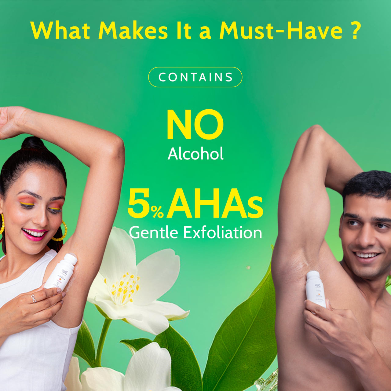 Chemist at Play UnderArm Roll-On with 5% AHA, Lactic Acid & 1% Mandelic Acid | Prevents Body Odour, Brightens Skin & Exfoliates Underarm | For Sensitive Skin |White Jasmine Fragrance|Alcohol Free-40ml