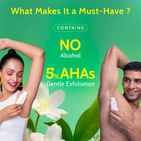 Chemist at Play UnderArm Roll-On with 5% AHA, Lactic Acid & 1% Mandelic Acid | Prevents Body Odour, Brightens Skin & Exfoliates Underarm | For Sensitive Skin |White Jasmine Fragrance|Alcohol Free-40ml