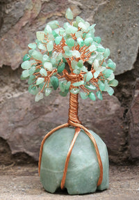 Green Aventurine Chakra Tree of Life - Crystal Tree for Positive Energy, Green Aventurine Base, Handmade Gemstone Tree, Copper Wire Money Tree - Feng Shui Decor, Green Healing Crystals, Spiritual Gift Green Aventurine + Green Base
