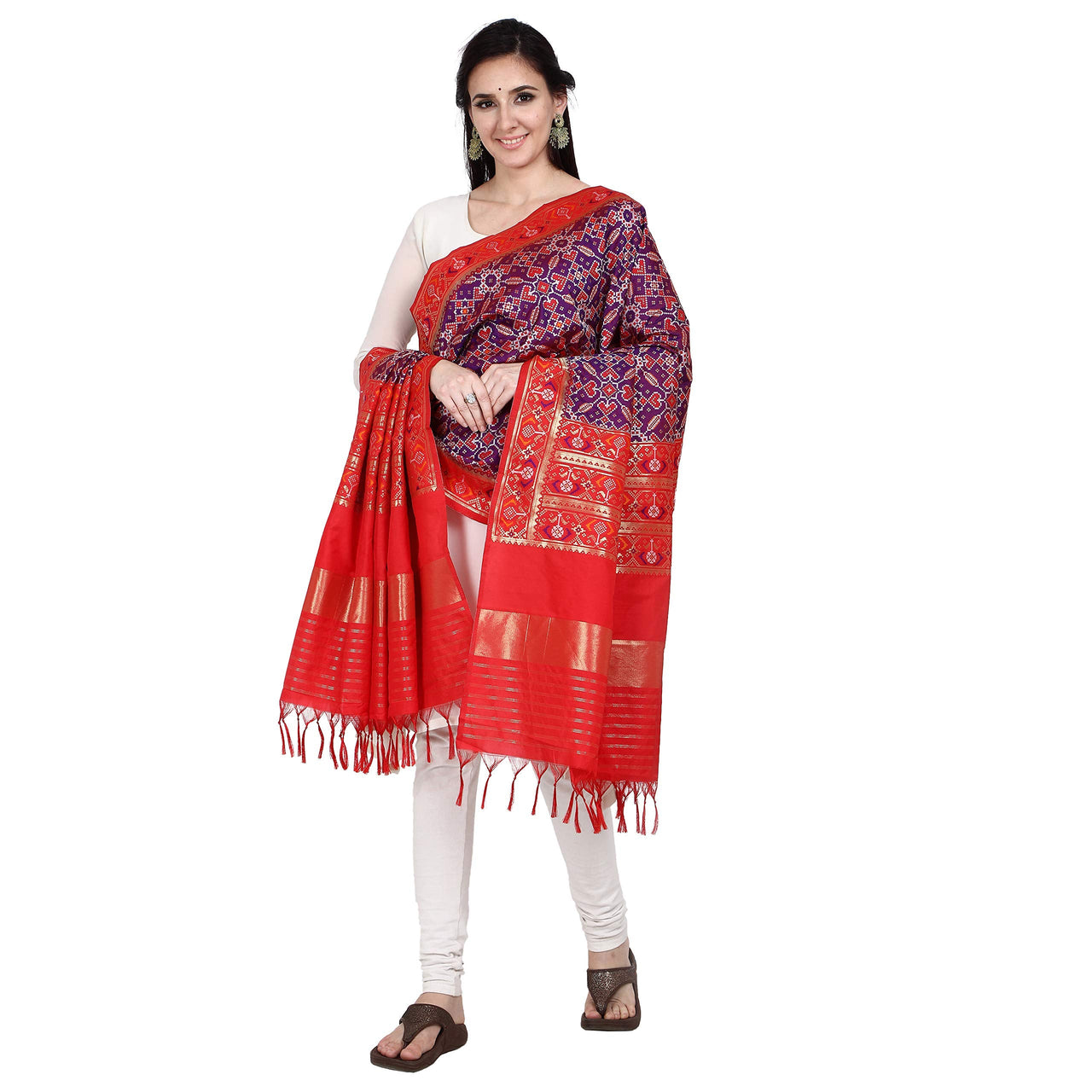KAPAAHA Women's  Woven Silk Blend Patola Dupatta/Chunni Enough