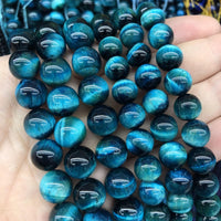 10mm 38pcs Blue Tiger Eye Gemstone Loose Beads Natural Round Crystal Energy Stone Healing Power for Jewelry Making 1 Strand 15