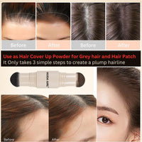 HUDA GIRL Professional 2 in 1 Black & Dark Brown Hair Cover Up Powder & Grey Hair Coverage Touch Up Stick, Instant Hairline Powder Root touch up Solution, Cover Up Hair Powder for Women & Men
