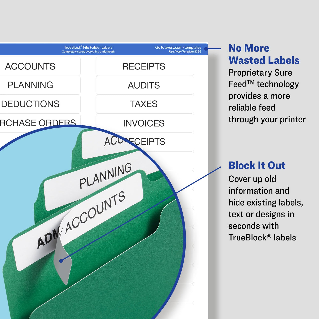 Avery TrueBlock File Folder Labels, 2/3" x 3-7/16", 1,800 Printable Labels, White, Permanent (75366) 1800 Labels