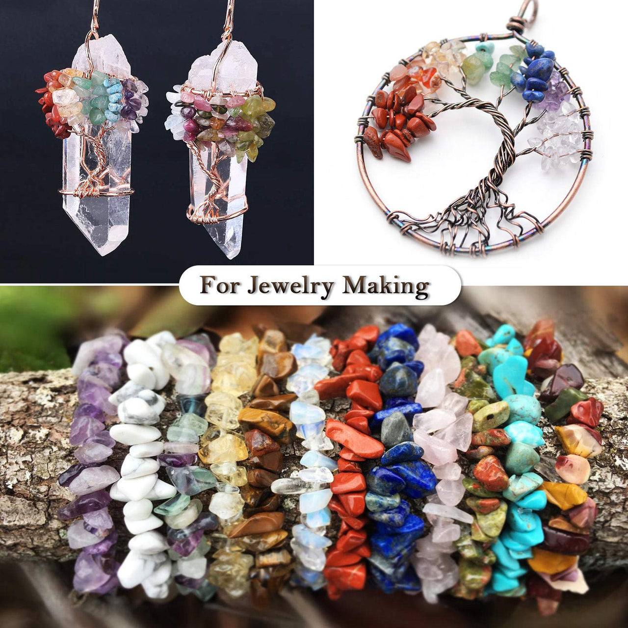 456 PCs Natural Chip Stone Beads, 5-8mm Irregular Multicolor Gemstones Loose Crystal Healing Citrine Rocks with Hole for Jewelry Making DIY Crafts