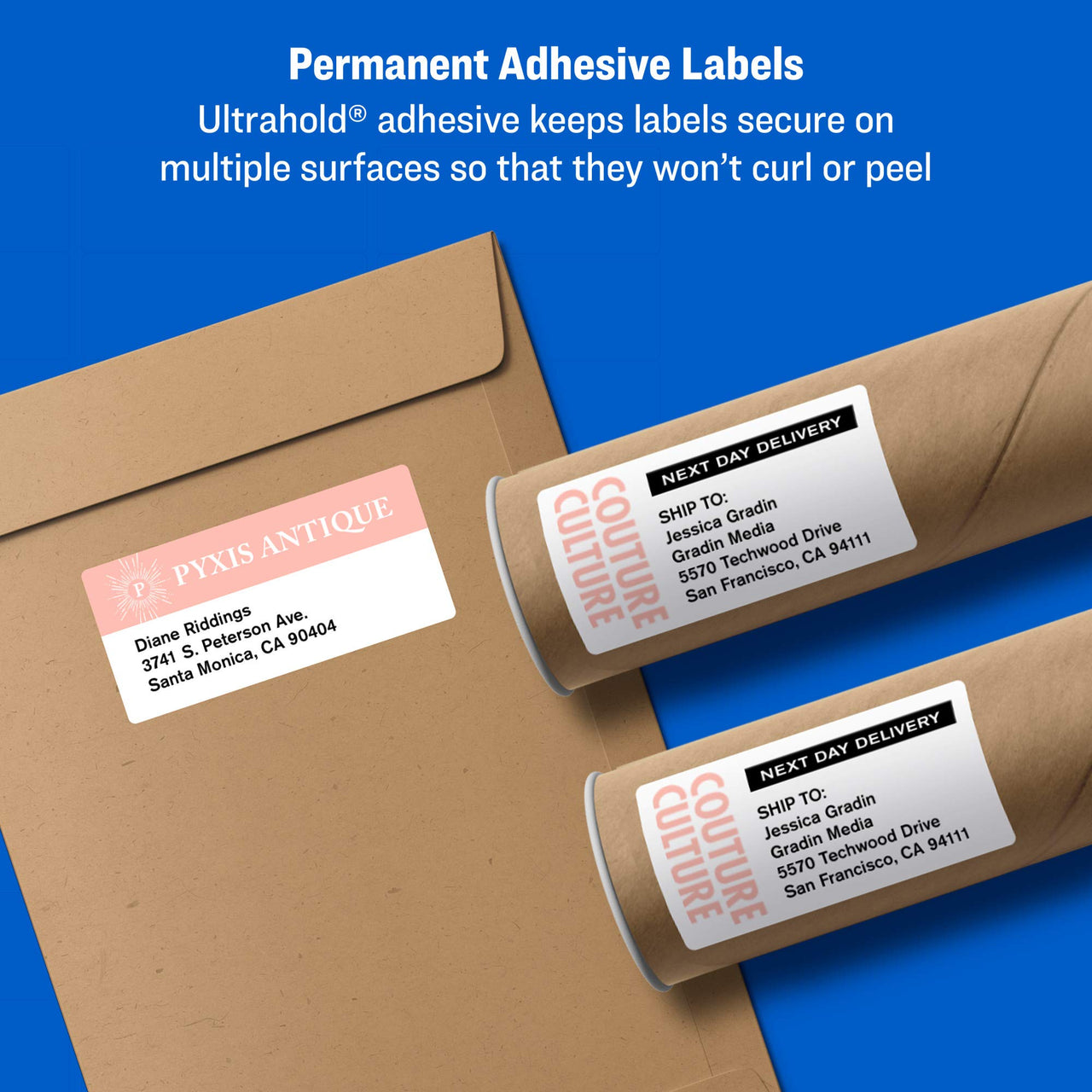 Avery Printable Shipping Labels with Sure Feed, 2" x 4", White, 250 Blank Mailing Labels (5263)