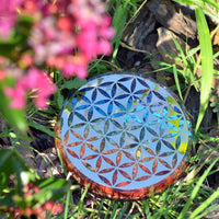 Orgonite Crystal Water Charging Plate –Chakra Balancing Coaster and Positive Energy Generator Flower of Life and with 7 Healing Crystals for E Energy Protection(4 Inch Diameter)