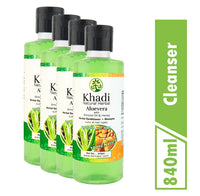 Khadi Natural Herbal Aloevera Shampoo, Green, 840 ml, 4 Count