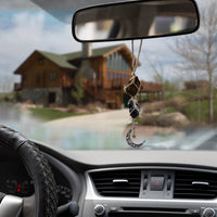 BOHO GARDEN Hanging Car Charm - Tiger Eye & Black Tourmaline - Dangling Moon, Healing Crystal Accessories, Rearview Mirror Decorations - Grounding, Confidence, Protection, Courage, Resilience, Energy Tiger's  Eye-tourmaline