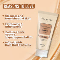 Glamveda Glutathione 24k Gold Face Wash Lightens skin tone (Pack of 2) 200 ml | Enhances Natural Radiance, Glow Booster | For All Skin Types (2)