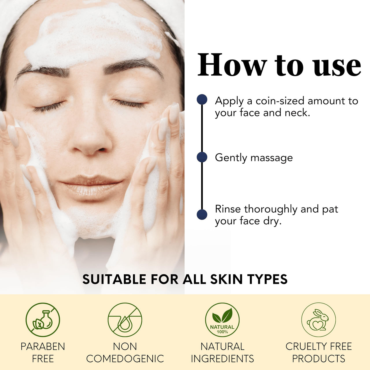 Nature’s Kinn Rose, Camomile & Jasmine Cloud Cleanse Foaming Facewash | Hydrating & Soothing | With Niacinamide, Hyaluronic Acid & Gotu Kola | Sulphate-Free, Paraben-Free, Alcohol-Free | 100ml