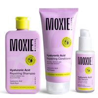 Moxie Beauty HydroRepair Routine | Sulfate-Free Shampoo + Protein-Enriched Conditioner + Hydrating Serum | Complete Hair Repair & Frizz Control | Strengthening & Moisture Lock | 200ml + 175ml + 50ml