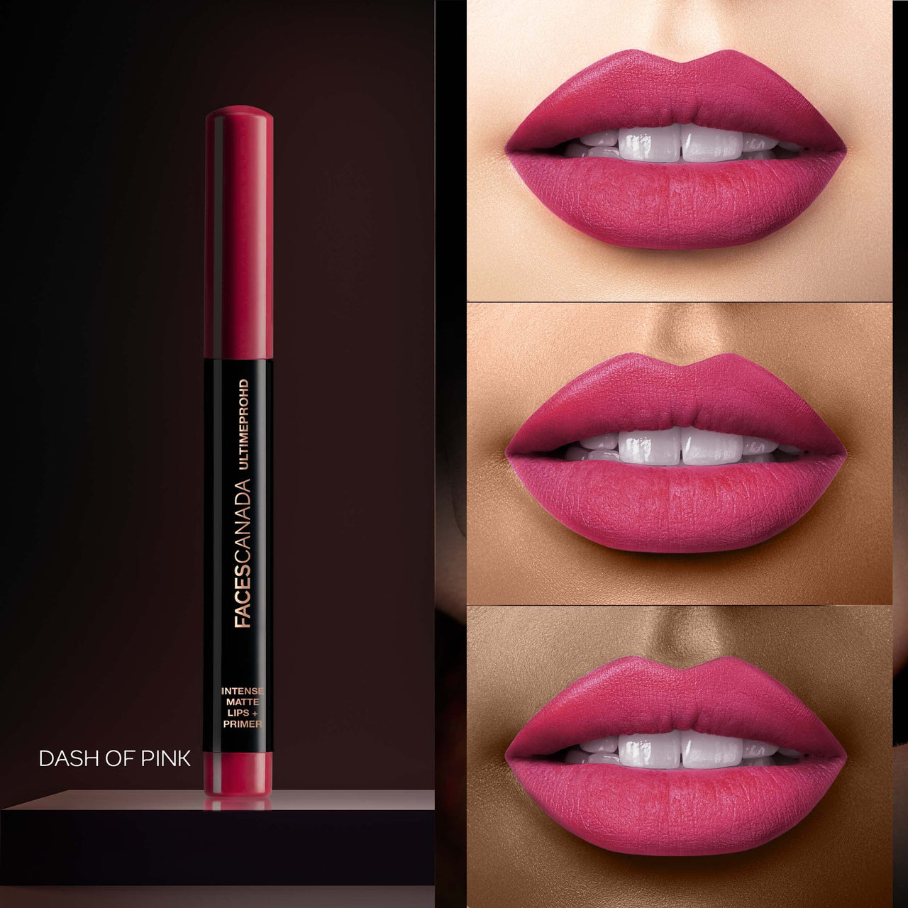 FACESCANADA Ultime Pro Hd Intense Matte Lipstick + Primer - Dash Of Pink (Pink), 1.4G | 9Hr Long Stay | Flawless Hd Matte Finish | Intense Color | Lightweight | Smooth Glide | Primer Infused