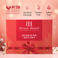 Botanic Hearth Gift Hamper | Hibiscus Body Scrub 60g + Raspberry Lip Balm 10g + British Rose Body Wash 50ml | Glow & Go Kit | Pampering Gift | Gift Set for Women | Gift Set for Birthday, Valentine's, Anniversary, Rakhi & Special Occasions | Special Editio