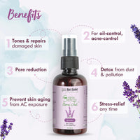 Nat Habit - 100% Pure Lavender Jal - Lavender Water - Toner, Face-Mist, Astringent & Face Spray- Ayurvedic Steam-Distilled For Oil-Control, Acne-Control, Skin Hydration (Pack of 1, 100 ml)
