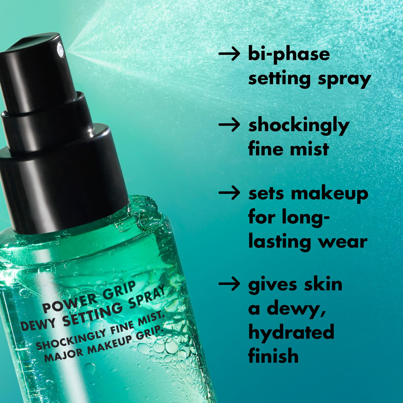 e.l.f. Power Grip Dewy Setting Spray,Ultra Fine Mist Made With Hyaluronic Acid,Grips Makeup For A Hydrated,Dewy Finish,Vegan & Cruelty-Free,1