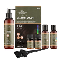SACRED HERBS Ammonia & PPD Free Organic Gel Hair Color | pH Neutral | Long Lasting Colour with 100% Grey Coverage | Conditioning & Damage Free Natural Hair Coloring for Men & Women Light Brown 5.00 - 240ml+20gms