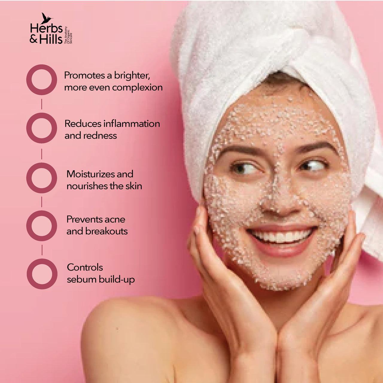 Herbs & Hills Facial Scrub - 100g, Removes Impurities for Glowing Skin, Cleanses Deep Down to the Pores to Remove Dirt & Oil, Reduce the appearance of wrinkles and Fine Lines, For All Type of Skin