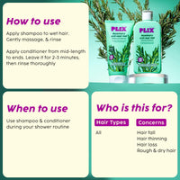 PLIX - THE PLANT FIX Rosemary Anti Hairfall Regime| Advanced Shampoo & Conditioner | Reduces Hair Fall & Strengthens Hair | Rosemary Extract, Ceramides & Plant Keratin | For Men & Women