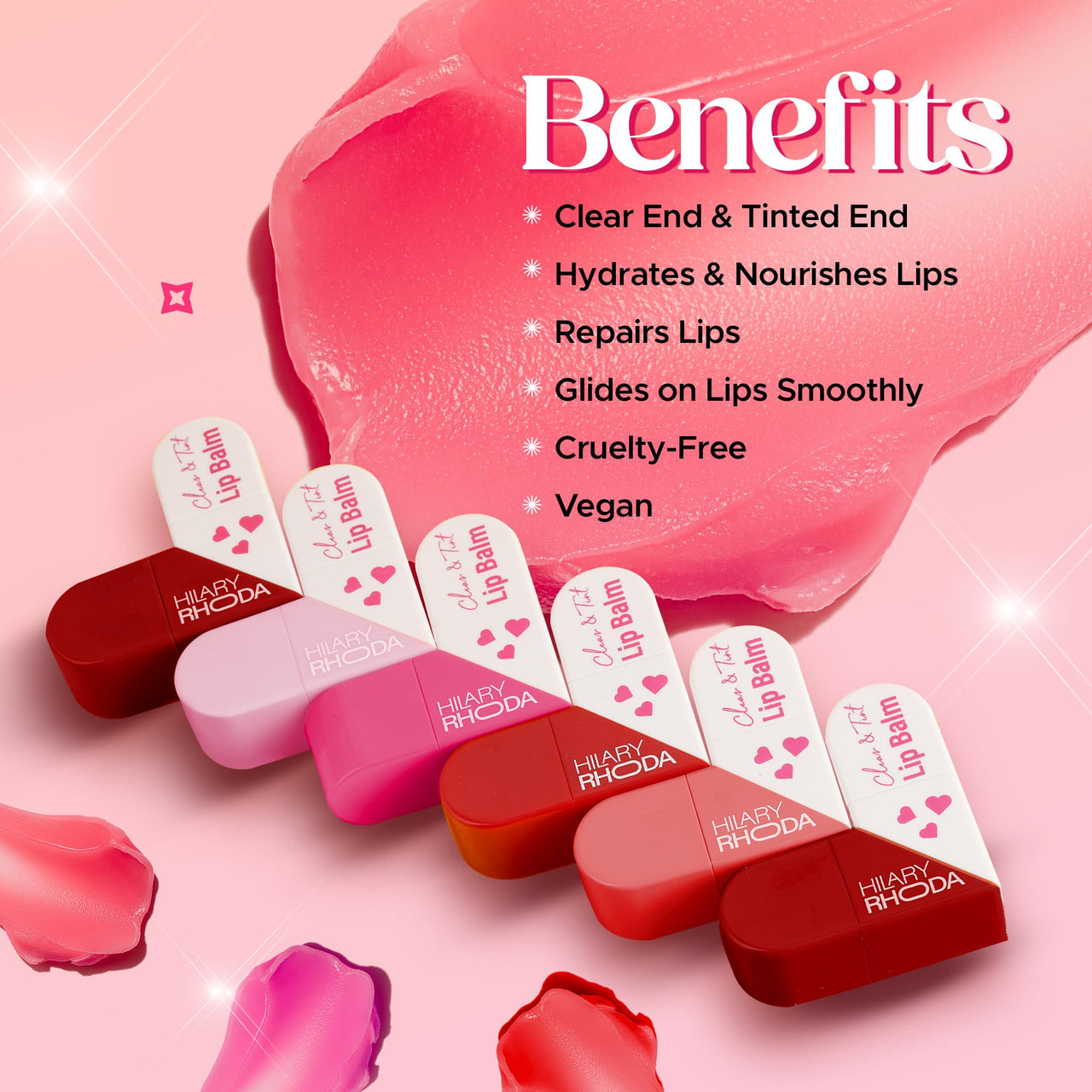 Hilary Rhoda Clear & Tint Lip Balm | Infused with Aloe Vera & Shea Butter | Hydrates & Nourishes Lips | 2 Sided Lip Balm | Glides on lips Smoothly - 2.27g*2 (Coral Love - Shade 03)