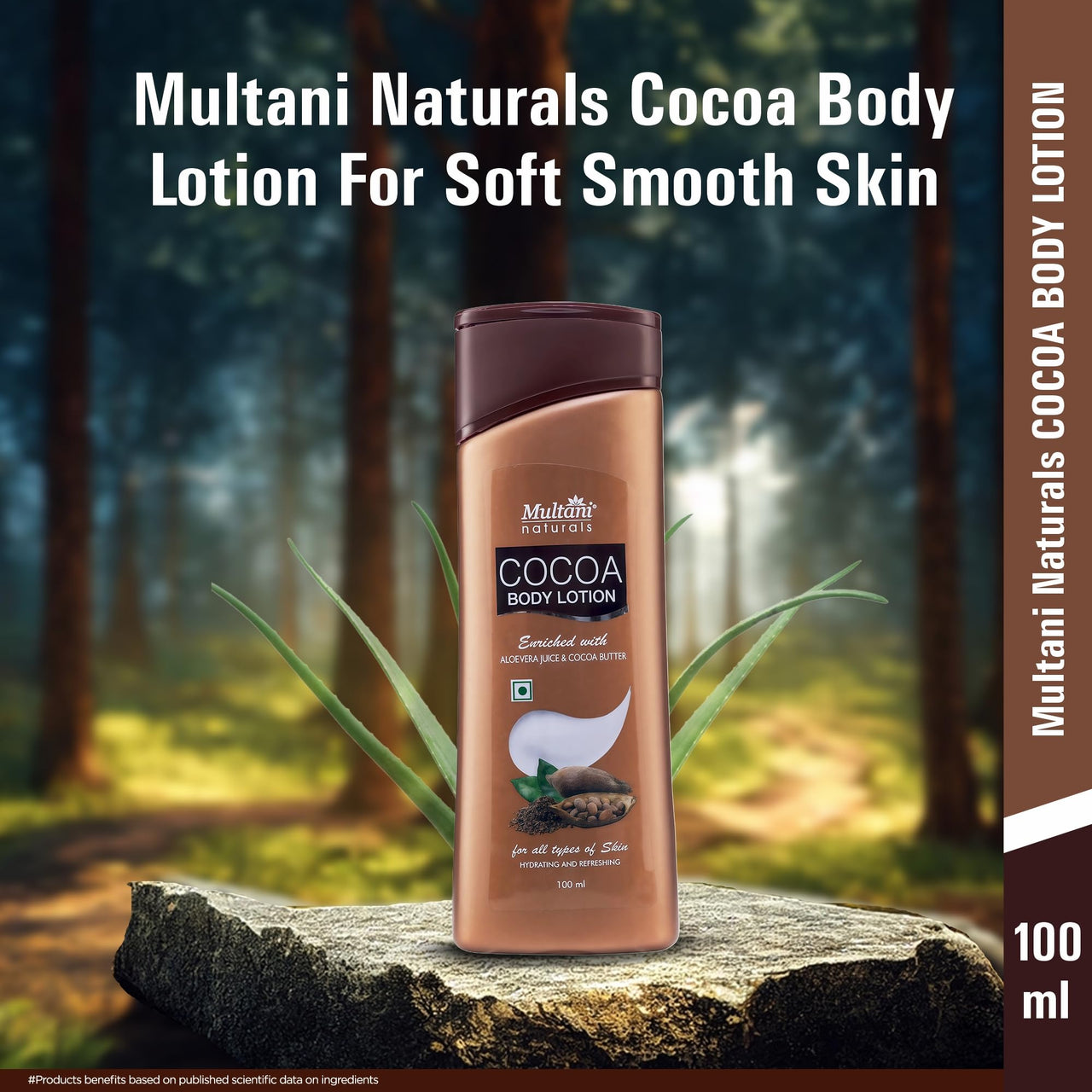 Multani Naturals Cocoa Body Lotion | Long Lasting Nourishment |Hydrating & Refreshing Skin| With Aloevera Juice & Cocoa Butter | Suitable for Normal to Dry Skin | Non Sticky & Non Greasy Lightweight Body Lotion - 100 ML (Pack of 2)