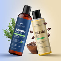 Botanic Hearth Castor Hair Oil, 150 ml & Rosemary Hair Oil, 198 ml Combo Set – Nourishing Hair Treatment for Strengthening, Growth & Scalp Care – 100% Pure & Natural Oils