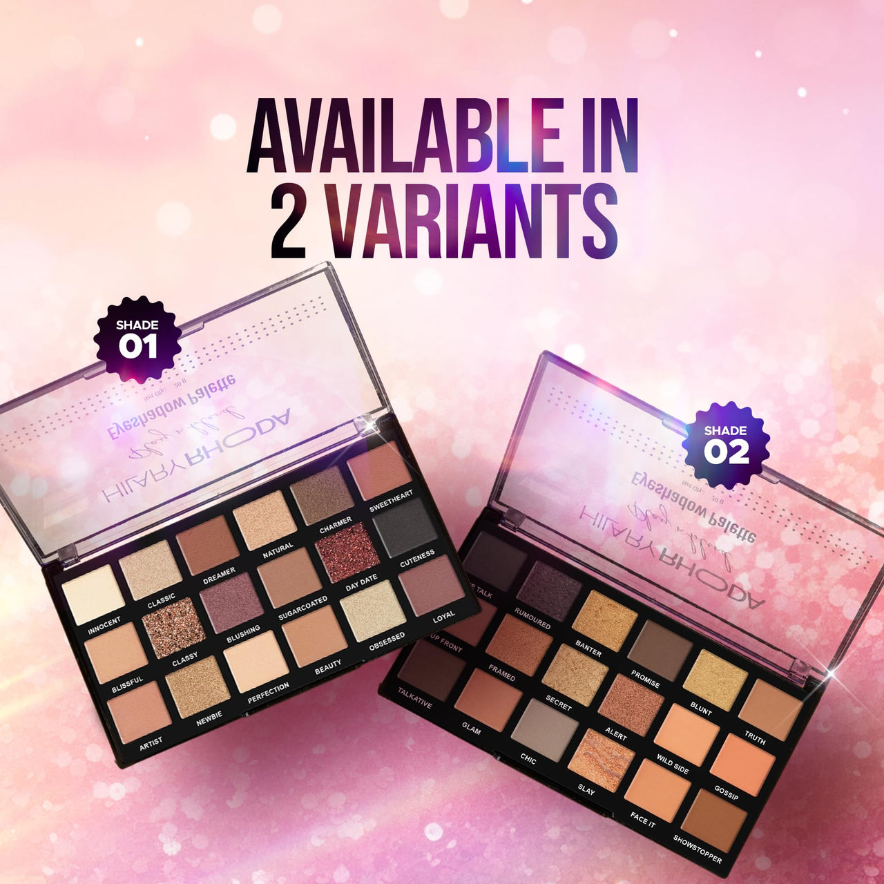 Hilary Rhoda Play N Blend Eyeshadow Palette | Matte & Shimmer Finish | Super-Fine Particles | 18 Trendy Colours | Available In 2 Variants | Blends Easily - 20g (Iconic- Shade 02)