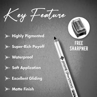 Jaquline USA Pro Stroke Intense Gel Matte Kajal And Sharpener 1.2Gm | Waterproof, Smudgeproof & Fadeproof | Longlasting | Super Black Kajal | With Free Sharpener | Nourished With Castor Oil