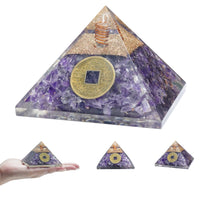 Crocon Amethyst orgone Pyramid Healing Stone orgonite Gemstone Pyramid Stones Reiki Crystal Balancing Meditation Chakra organite Gift Home Office Decor Size 3 inch app. Amethyst Stone