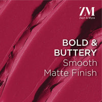 ZM Zayn & Myza Rich Matte Lipstick, Smooth and Light Weight, Intense Color in one Swipe, High Pigmentation Bullet Lip Stick Enriched with Argan oil, Murumuru and Shea Butter, 4.2 g (Cheer Leader)