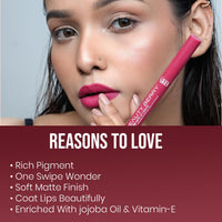 Beauty Berry Poppins Matte Lip Crayon Lipstick for Women | Long Lasting Non Transfer Retractable Lip Crayon | Smudge Proof & Waterproof Lipstick Enriched with Jojoba Oil & Vitamin E (16 - False Mauve, 3g)