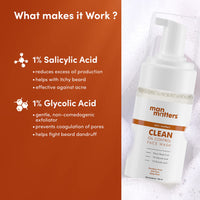 Man Matters 1% Salicylic Acid Oil Control Face Wash And 2% Salicylic Acid Defend Acne Spot Correction Gel For Men | 1% Glycolic Acid | Reduces Acne, Acne Spots & Blemishes 120ml