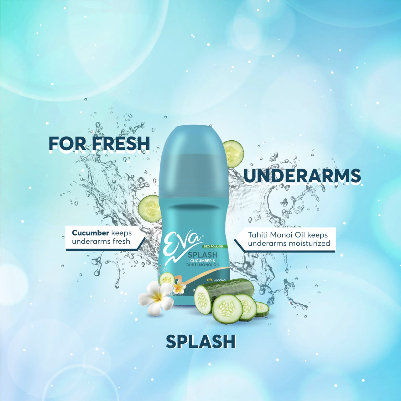 Eva Soft & Splash Deo Roll On Combo | For Fresh & Smooth Underarms | Alcohol & Aluminium Free | 48hr Protection | For Women (50ml. pack of 2)