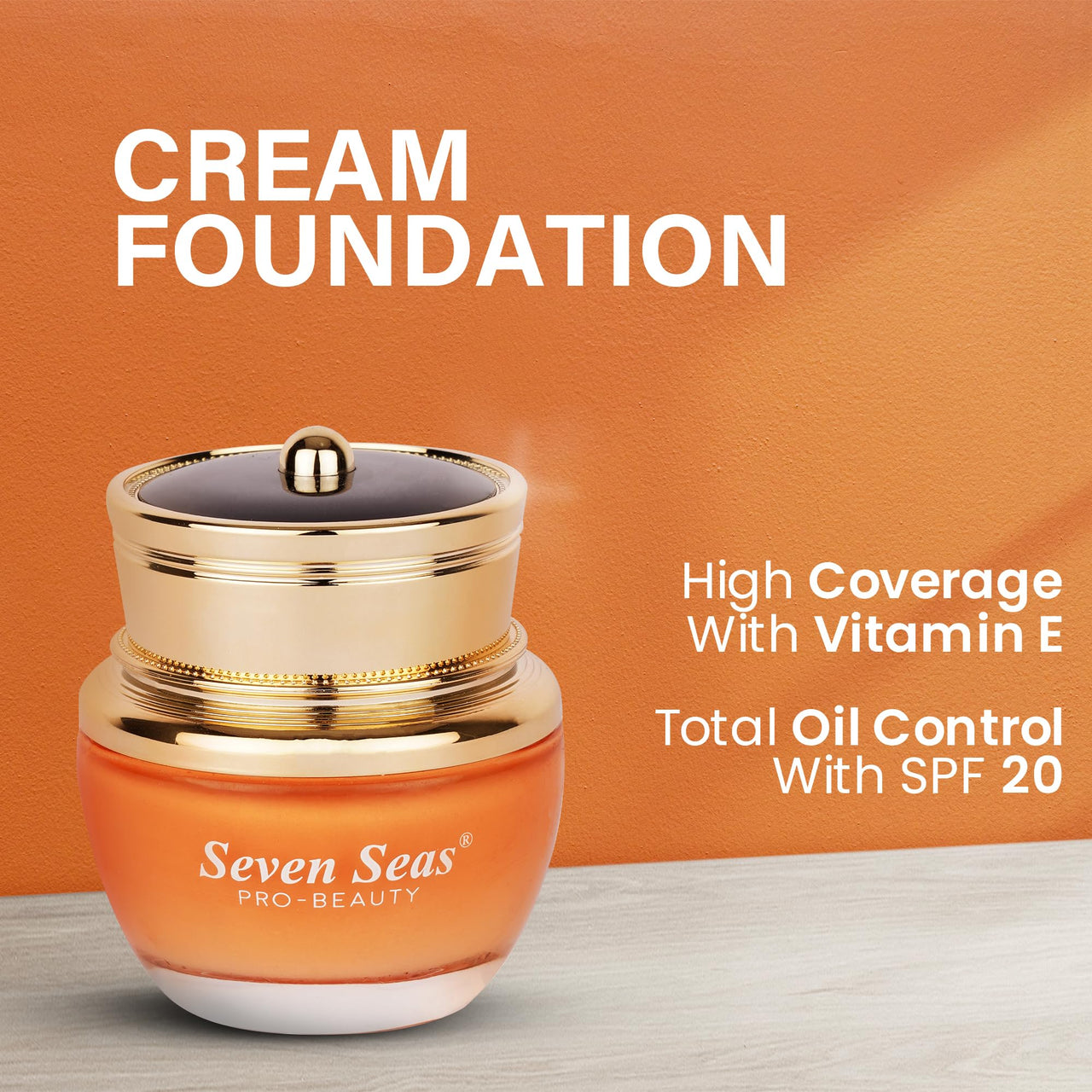 Seven Seas Natural Matte Cream Foundation Long Lasting Weightless | Full Coverage Face Makeup Oil-Free | Waterproof Foundation 40g (NATURAL BEIGE)
