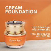 Seven Seas Natural Matte Cream Foundation Long Lasting Weightless | Full Coverage Face Makeup Oil-Free | Waterproof Foundation 40g (NATURAL BEIGE)