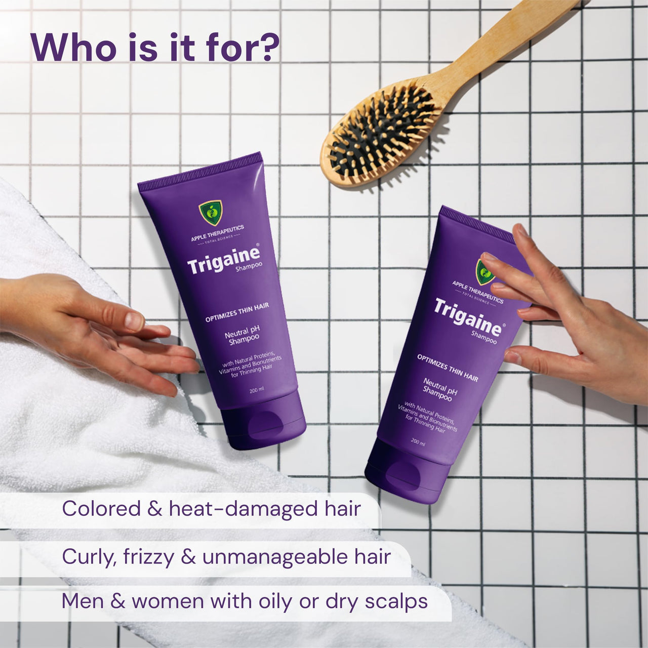 Trigaine Shampoo 200ml | pH Balanced Best Daily Shampoo For Heat Treated & Color Damaged Hair | Protein Intensive Dermatologist-Recommended Everyday Use for Women & Men