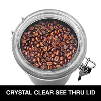 OGGI Stainless Steel Kitchen Canister 52 fl oz - Airtight Clamp Lid, Clear See-Thru Top - Ideal for Kitchen Storage, Food Storage, Pantry Storage. Large Size 5