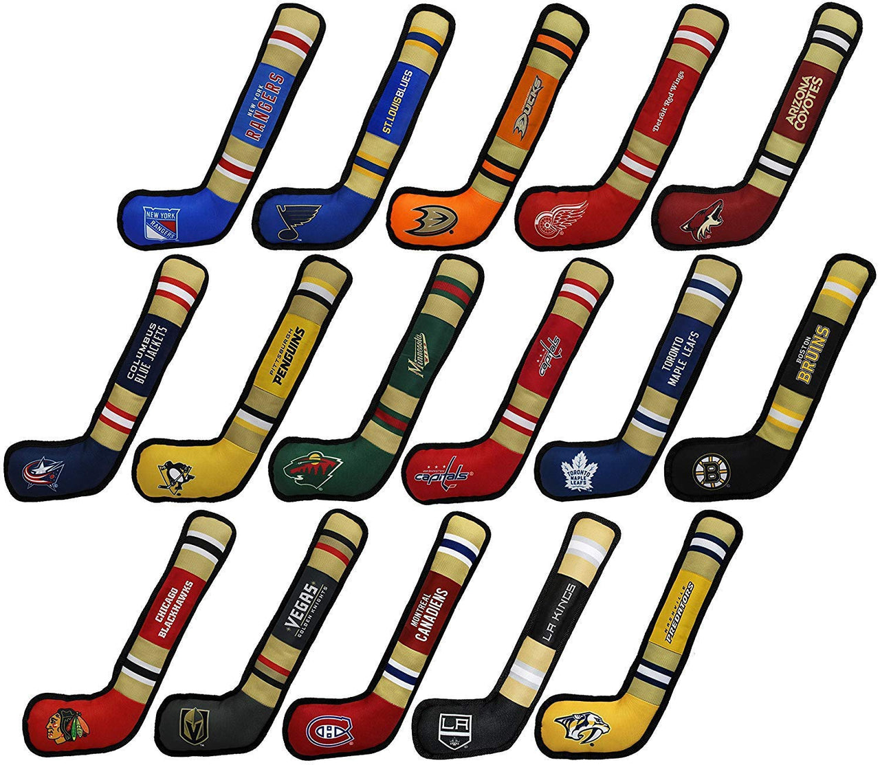 Pets First Dog Toy Tough Nylon with Inner Squeaker Licensed by NHL Washington Capitals Hockey Stick Toy for Dogs & Cats Play Hockey with Your Pet , 16 inch (Pack of 1) (CAP-3232) 16 inches long