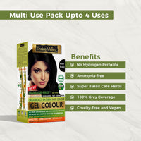 INDUS VALLEY Organically Natural Damage Free Gel Colour Black Herbal Hair Colour with Deep Nourishing Hair Eaze Spa 175ml For Hair Care (220g + 175ml)