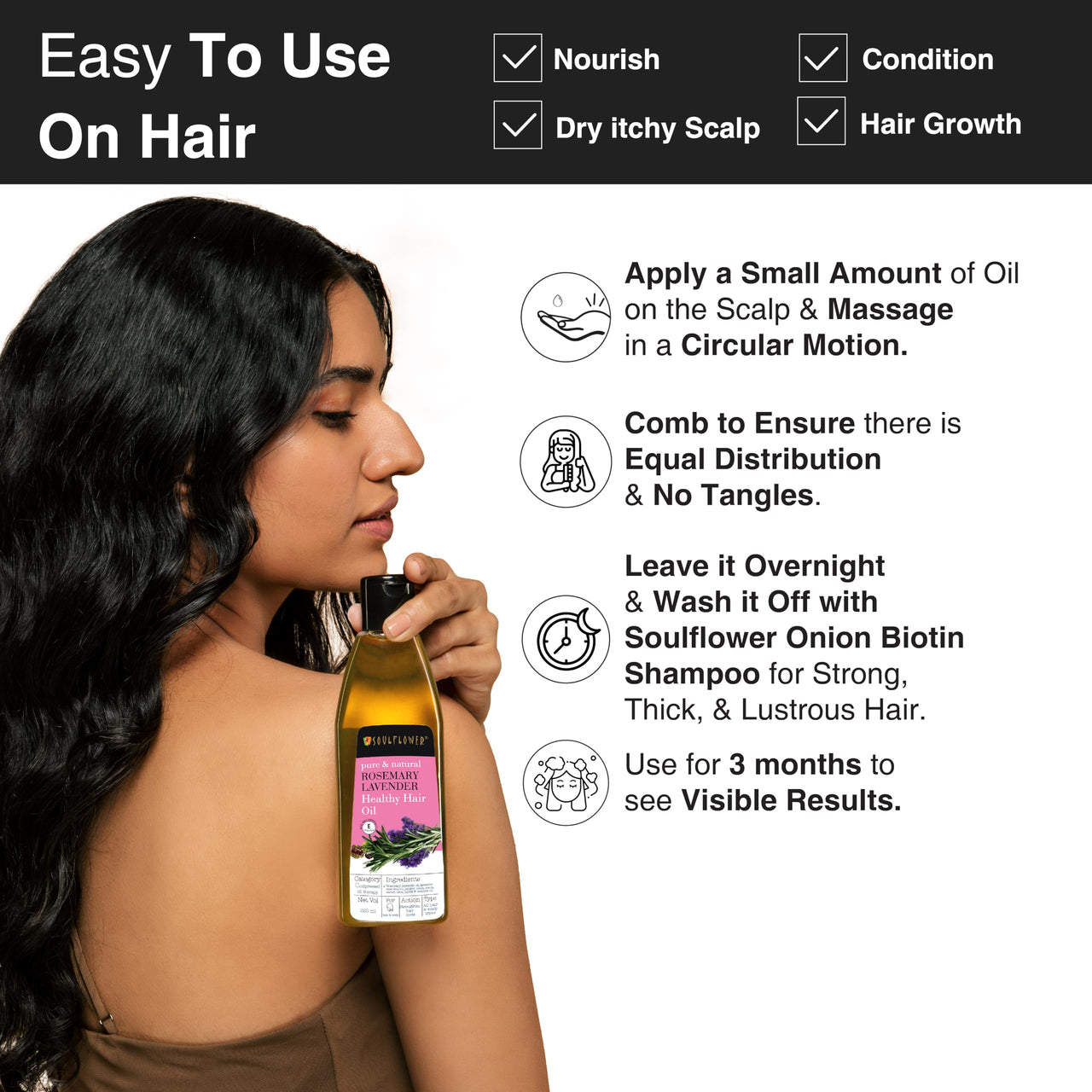 Soulflower Rosemary Lavender and Bhringraj Hair Oil, 225ml Each | Hair Growth, Strengthening & Nourishing Hair Roots | Pure, Natural and Coldpressed Hair Oil - Pack of 2