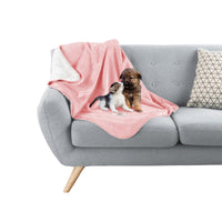 PETMAKER Waterproof Dog Blanket - 30x40-Inch Reversible Sherpa Dog Blanket for Couch, Bed, or Car - Protects from Spills, Stains, or Pet Fur (Pink) Medium Pink